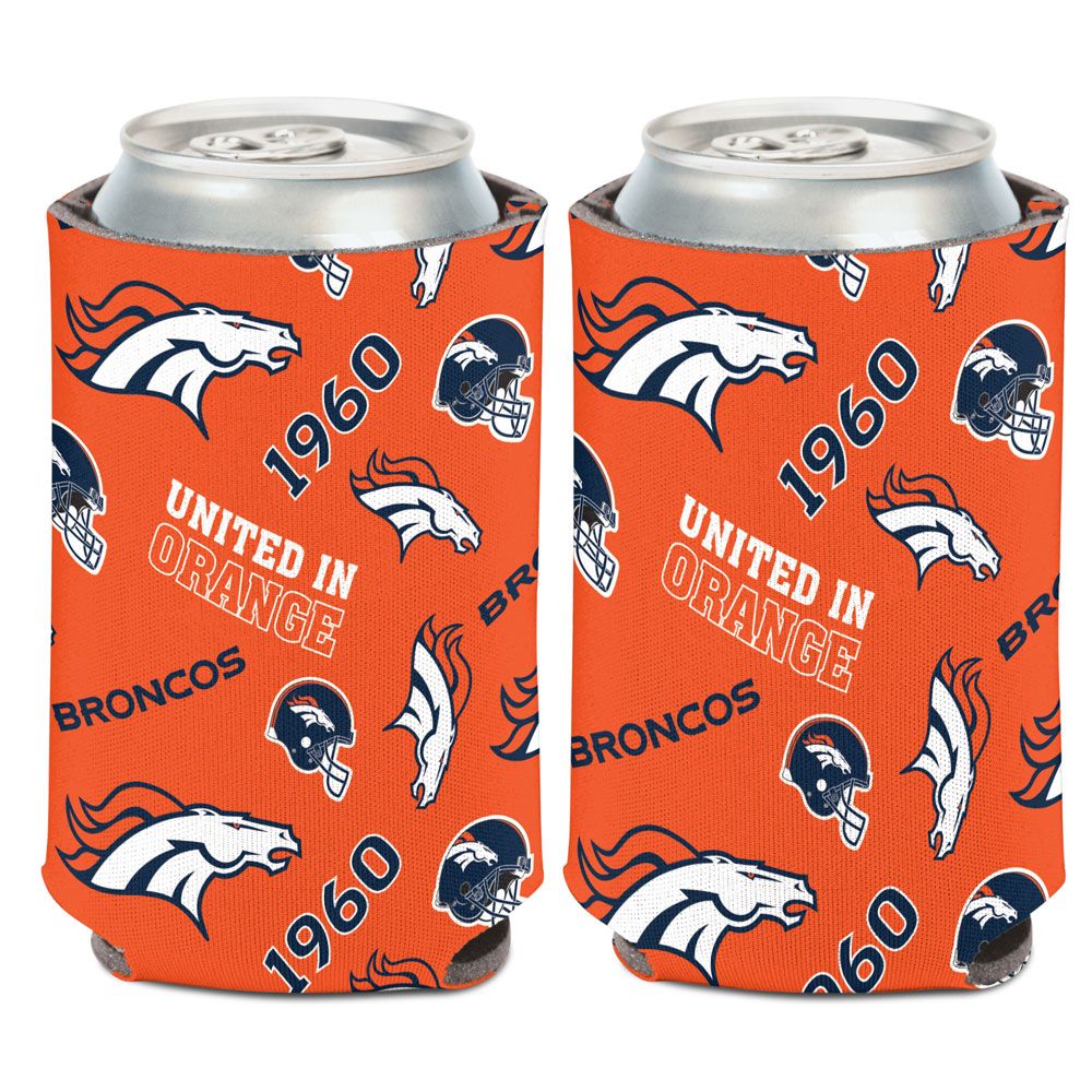 Denver Broncos Can Cooler Scatterprint Design