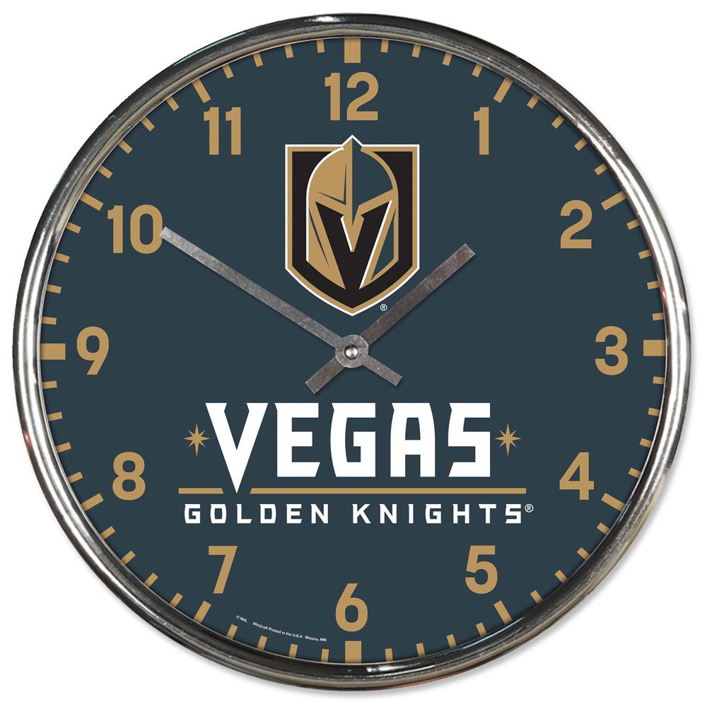 Vegas Golden Knights Clock Round Wall Style Chrome