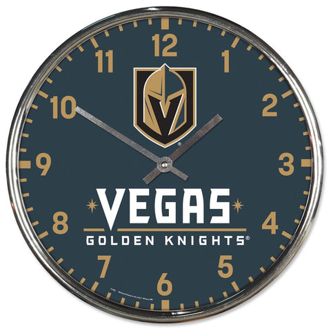 Vegas Golden Knights Clock Round Wall Style Chrome