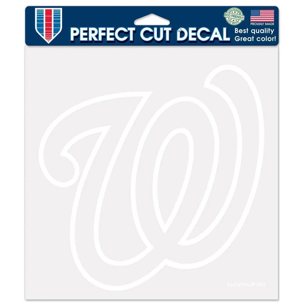 Washington Nationals Decal 8x8 Perfect Cut White - Special Order