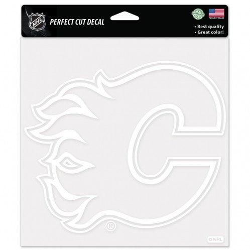 Calgary Flames Decal 8x8 Perfect Cut White - Special Order