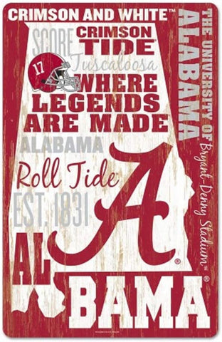 Alabama Crimson Tide Sign 11x17 Wood Wordage