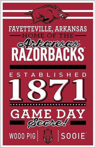 Arkansas Razorbacks Sign 11x17 Wood Established