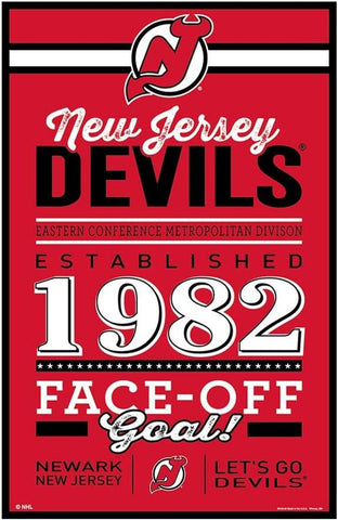 New Jersey Devils Sign 11x17 Wood Established Design
