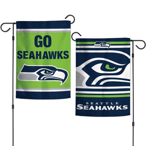 Seattle Seahawks Flag 12x18 Garden Style 2 Sided Slogan Design - Special Order