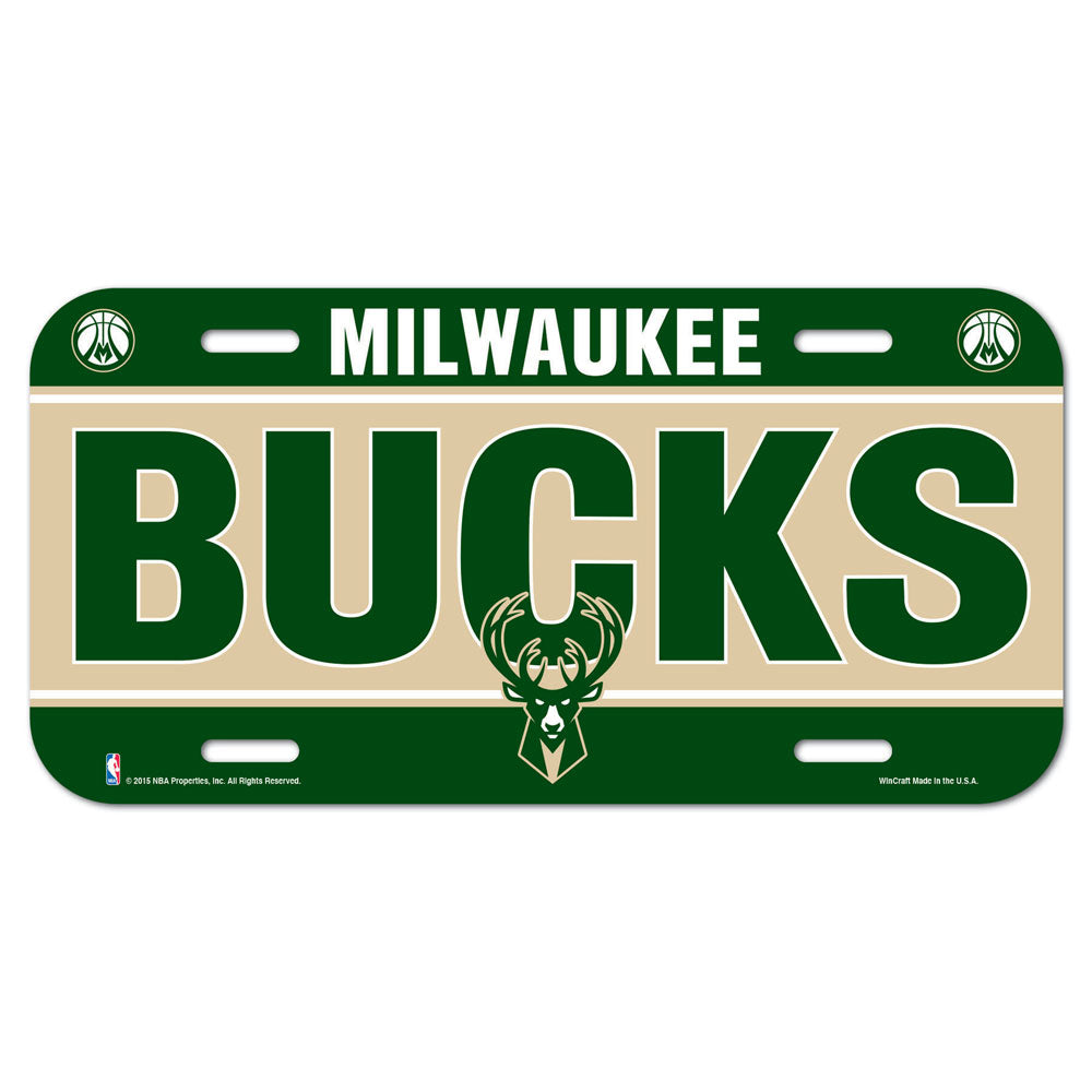 Milwaukee Bucks License Plate Plastic - Special Order