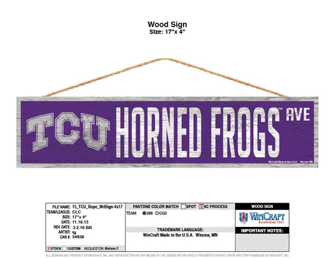 TCU Horned Frogs Sign 4x17 Wood Avenue Design - Special Order