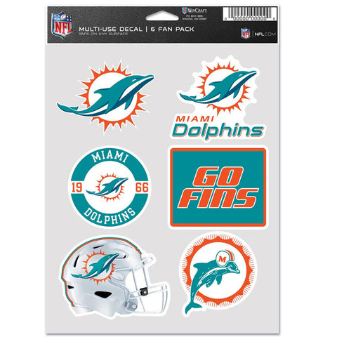 Miami Dolphins Decal Multi Use Fan 6 Pack