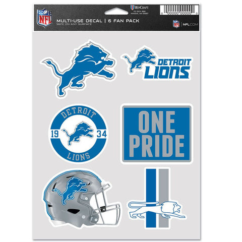Detroit Lions Decal Multi Use Fan 6 Pack