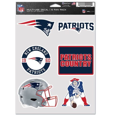New England Patriots Decal Multi Use Fan 6 Pack