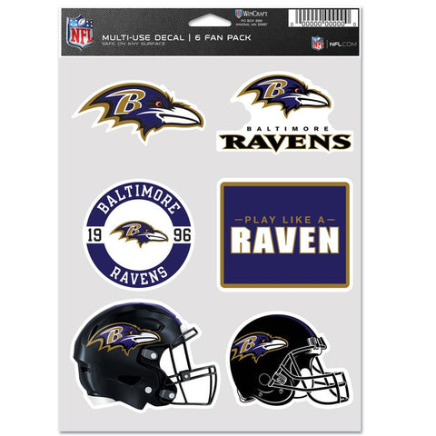 Baltimore Ravens Decal Multi Use Fan 6 Pack