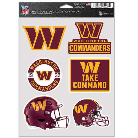 Washington Commanders Decal Multi Use Fan 6 Pack