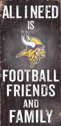 Minnesota Vikings Sign Wood 6x12 Football Friends and Family Design Black
