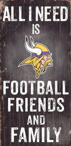 Minnesota Vikings Sign Wood 6x12 Football Friends and Family Design Black