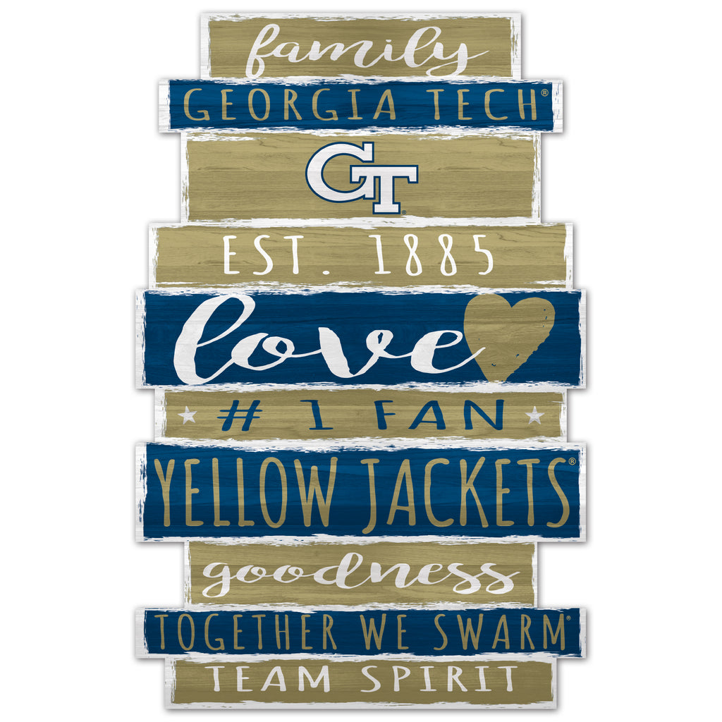 Georgia Tech Yellow Jackets Sign 11x17 Wood Family Word Design