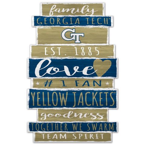 Georgia Tech Yellow Jackets Sign 11x17 Wood Family Word Design