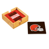 Cleveland Browns Coaster Set 4 Piece with Wood Caddy