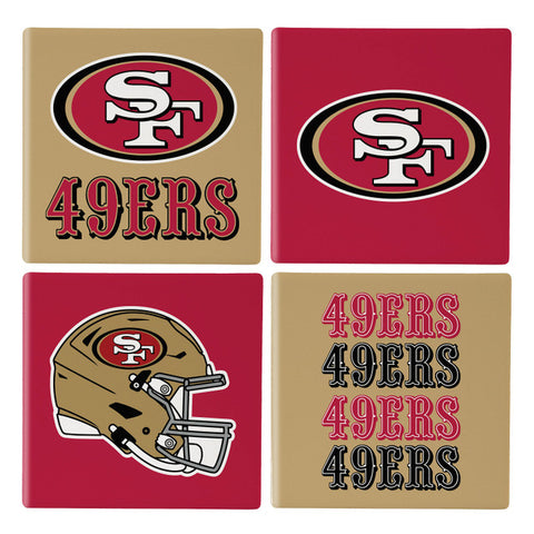 San Francisco 49ers Coaster Set 4 Piece with Wood Caddy