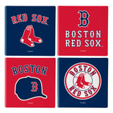 Boston Red Sox Coaster Set 4 Piece with Wood Caddy