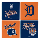Detroit Tigers Coaster Set 4 Piece with Wood Caddy
