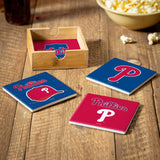 Philadelphia Phillies Coaster Set 4 Piece with Wood Caddy