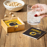 San Diego Padres Coaster Set 4 Piece with Wood Caddy