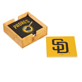 San Diego Padres Coaster Set 4 Piece with Wood Caddy