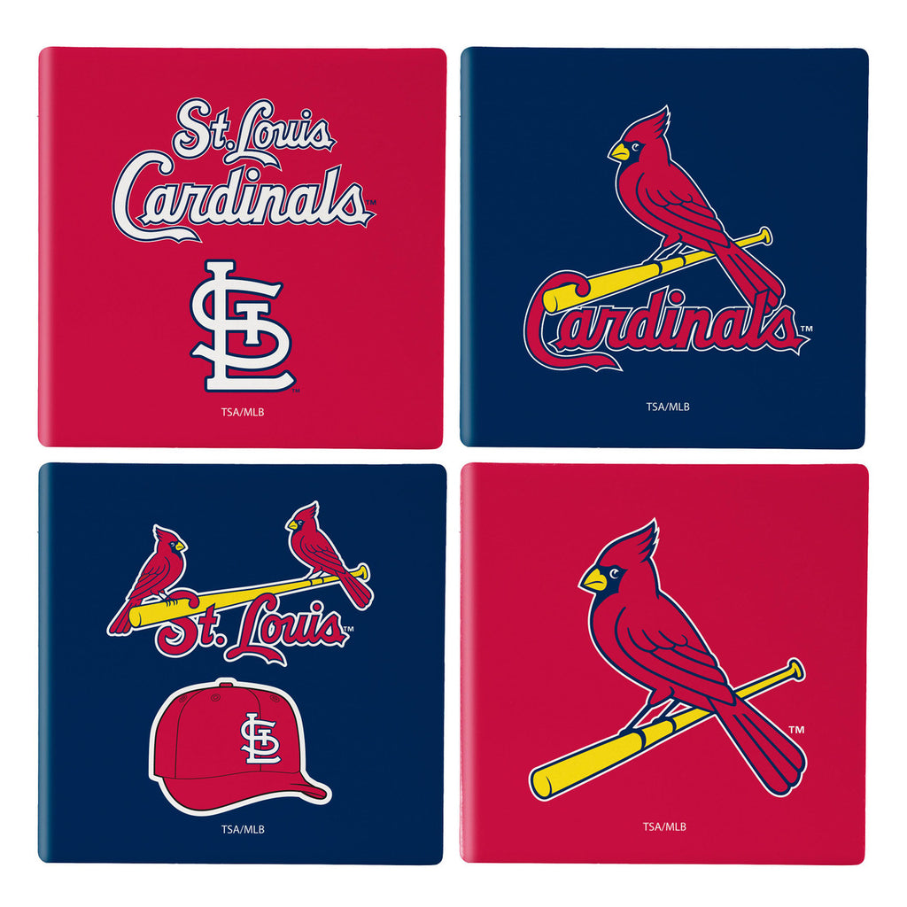 St. Louis Cardinals Coaster Set 4 Piece with Wood Caddy
