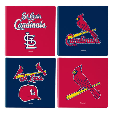 St. Louis Cardinals Coaster Set 4 Piece with Wood Caddy