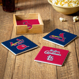 St. Louis Cardinals Coaster Set 4 Piece with Wood Caddy