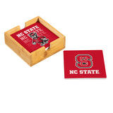 North Carolina State Wolfpack Coaster Set 4 Piece with Wood Caddy