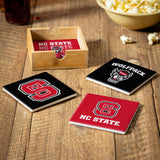North Carolina State Wolfpack Coaster Set 4 Piece with Wood Caddy