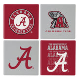 Alabama Crimson Tide Coaster Set 4 Piece with Wood Caddy