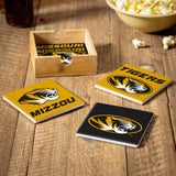 Missouri Tigers Coaster Set 4 Piece with Wood Caddy