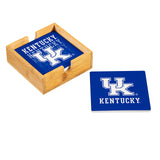 Kentucky Wildcats Coaster Set 4 Piece with Wood Caddy