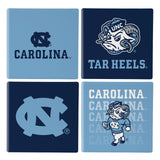 North Carolina Tar Heels Coaster Set 4 Piece with Wood Caddy