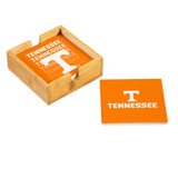 Tennessee Volunteers Coaster Set 4 Piece with Wood Caddy
