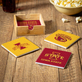 Iowa State Cyclones Coaster Set 4 Piece with Wood Caddy