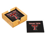 Texas Tech Red Raiders Coaster Set 4 Piece with Wood Caddy