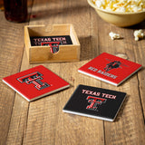 Texas Tech Red Raiders Coaster Set 4 Piece with Wood Caddy