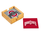 Ohio State Buckeyes Coaster Set 4 Piece with Wood Caddy