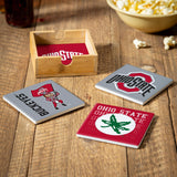 Ohio State Buckeyes Coaster Set 4 Piece with Wood Caddy