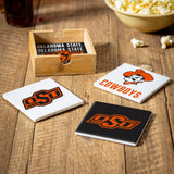 Oklahoma State Cowboys Coaster Set 4 Piece with Wood Caddy