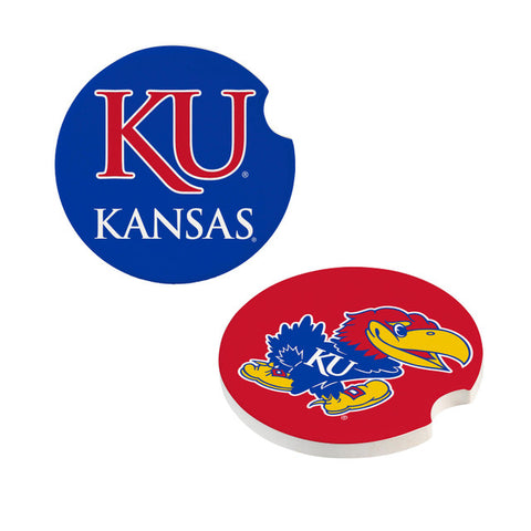 Kansas Jayhawks Car Coaster Set 2 Pack