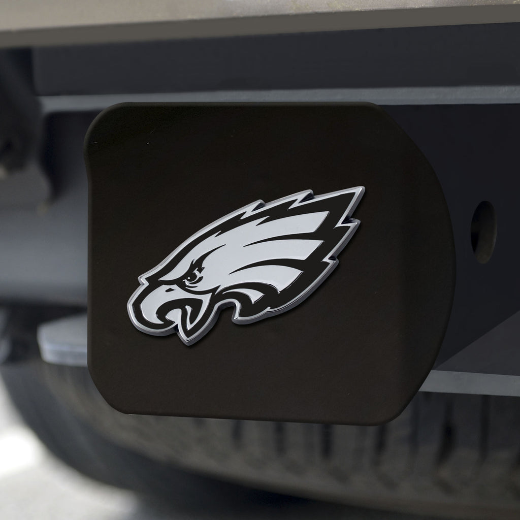 Philadelphia Eagles Hitch Cover Chrome Emblem on Black