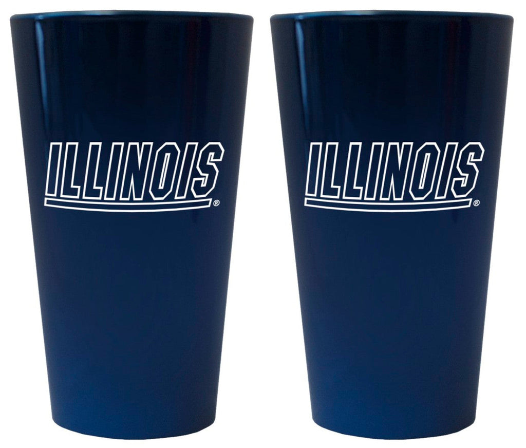 Illinois Fighting Illini Glass Pint Lusterware Style Set of 2