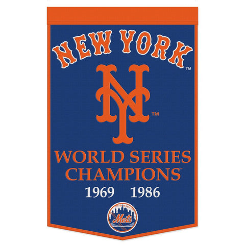 New York Mets Banner Wool 24x38 Dynasty Champ Design - Special Order