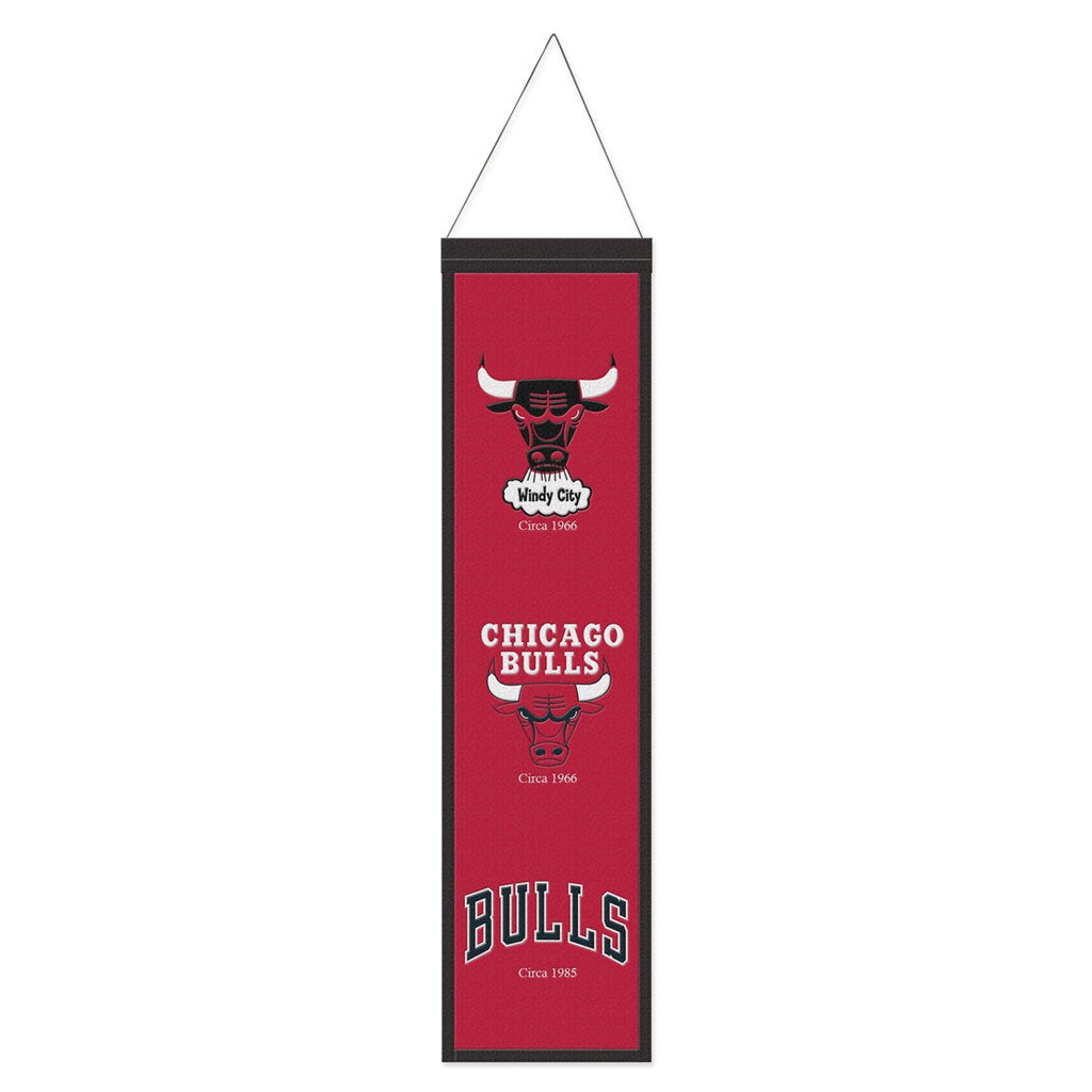 Chicago Bulls Banner Wool 8x32 Heritage Evolution Design - Special Order
