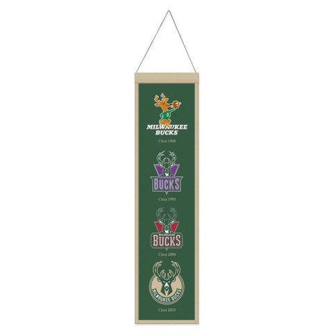 Milwaukee Bucks Banner Wool 8x32 Heritage Evolution Design