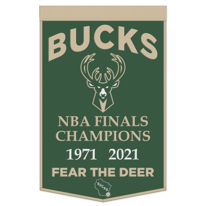 Milwaukee Bucks Banner Wool 24x38 Dynasty Champ Design